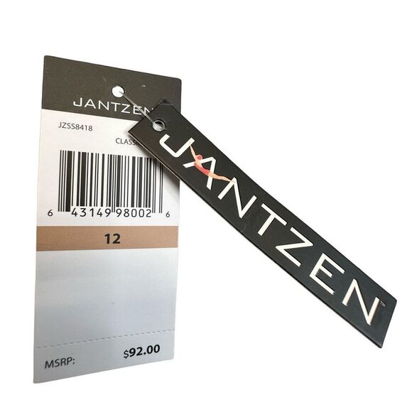 JANTZEN NWT Black & White Floral Wrap Waist Fully Lined Swimsuit Size 12 - Picture 4 of 12